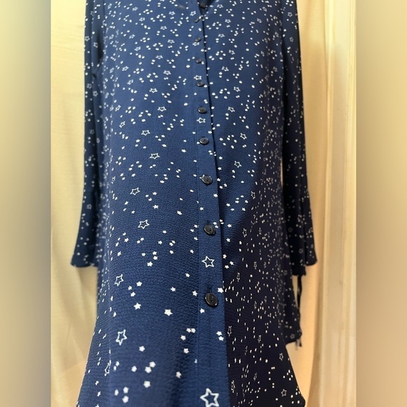 ⚫️ BOGO Primark star design mini dress with bell sleeves and tie detail navyblue - Picture 5 of 10